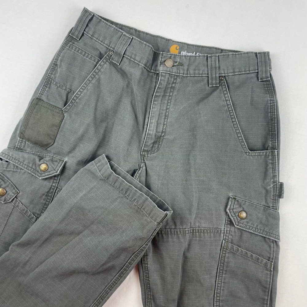 Carhartt Mens B342-MOS Relaxed Fit Ripstop Cargo Work Pants Moss Green 32x34
